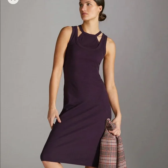 Anthropologie | Dresses | Anthropologie T La Knit Layered Tank Dress Plum  Xl 214 Nwt | Poshmark